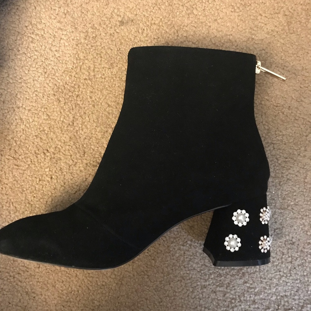 Nanette Lepore Black Studded Suede Booties
